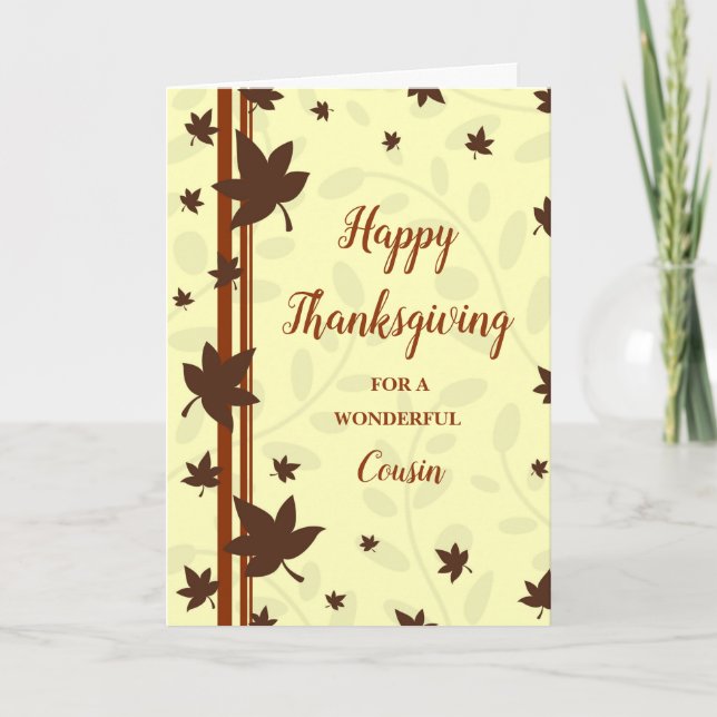 Höst löv Happy thanksgiving kusin Helgkort (Framsida)