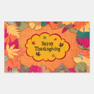Höst löv, Happy thanksgiving Rektangulärt Klistermärke