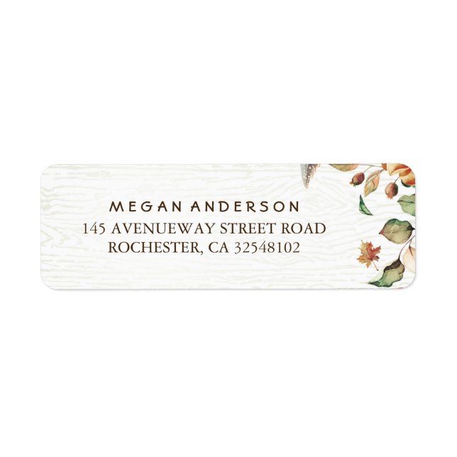 Höst löv Harvest Bröllop Returadress Etikett (Framsidan)