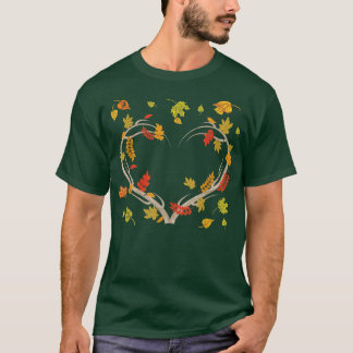 Höst löv Heart Nature Kärlek Botanical Thanksgi T Shirt