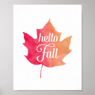 höst löv Hej Fall Typography-citat Poster