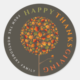 Höst löv hösten Pop Träd Happy thanksgiving Runt Klistermärke