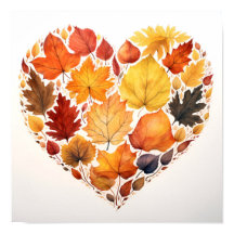 höst löv i form av ett hjärtavtryck