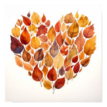 höst löv i form av ett hjärtavtryck