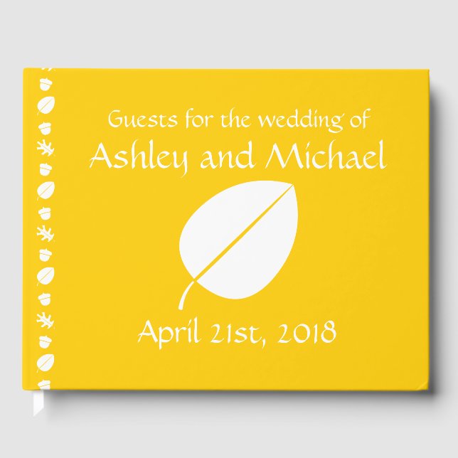 Höst löv i Gult Guest Bok (Framsida)