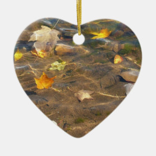 Höst löv i naturfotografi av Pond Vatten Julgransprydnad Keramik