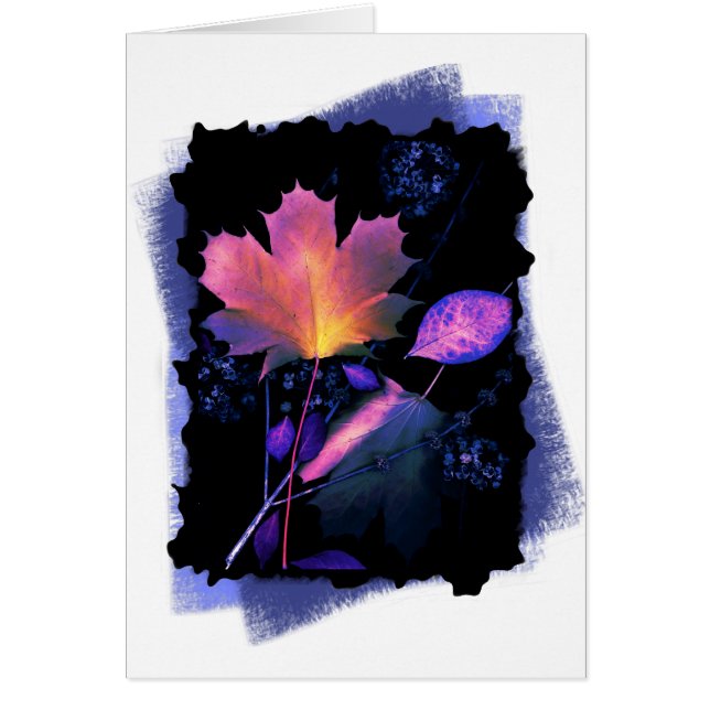 Höst löv i Neon och Blue Hälsningskort (Framsidan)