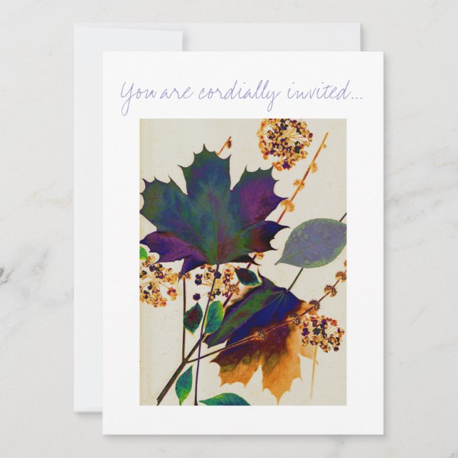höst löv i Royalet Färg Inbjudningar (Framsida)