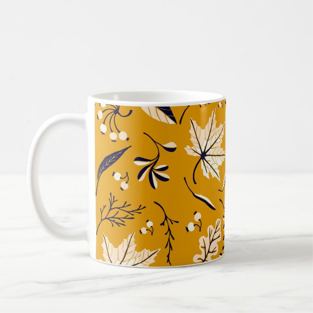 Höst löv i tecknad stil utan sömlösa mönster kaffemugg (Vänster)