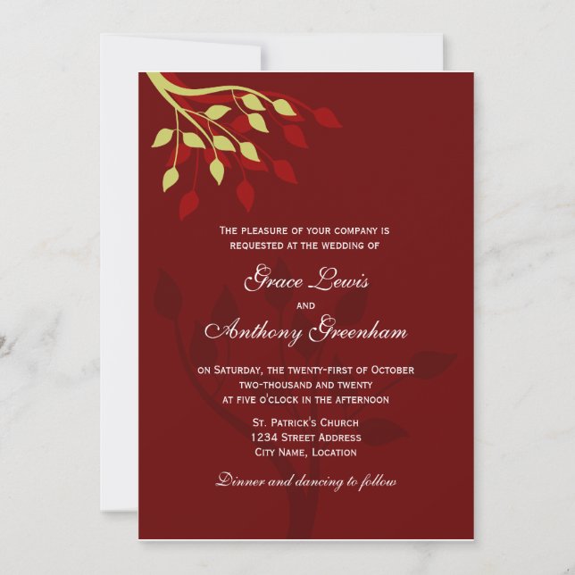 Höst löv-inbjudan inbjudningar (Framsida)