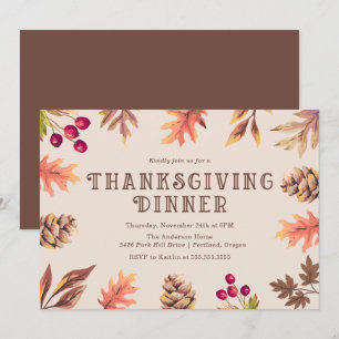 Höst löv Inbjudan till thanksgivingens middag