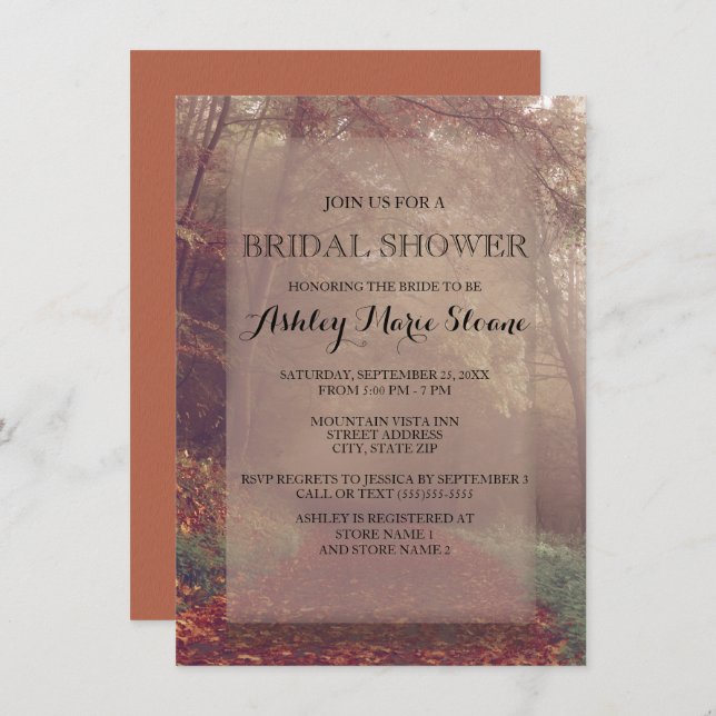 Höst löv Inbjudningskort för möhippan (Fram/baksida)