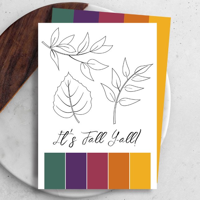 Höst löv konturkort med Färg-matchning Inbjudningar (Fall leaves drawing with color matching system by Victoria Grigaliunas of Do Tell A Belle)