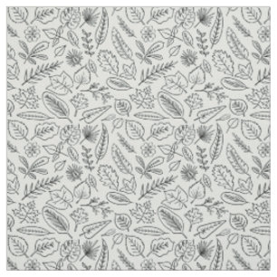 höst löv Line Art Mönster - Cute Minimum Simal Tyg