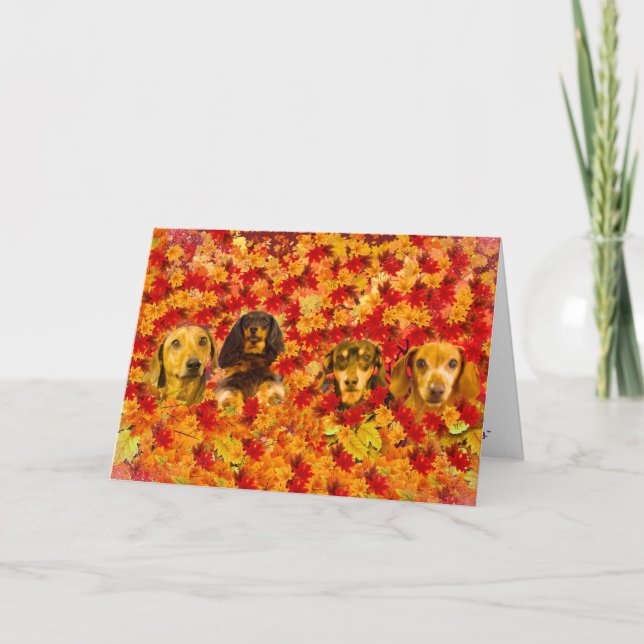 Höst löv & Little Doxies Card Kort (Framsida)