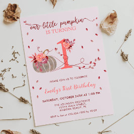 Höst löv Little Pumpkin Första födelsedagen Inbjudningar