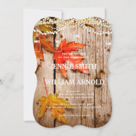 Höst löv & Ljus Mason Burk Rustic Bröllop Inbjudningar