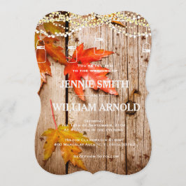 Höst löv & Ljus Mason Burk Rustic Bröllop Inbjudningar