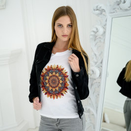 Höst löv Mandala T-Shirt 2025 - Artistic Tee