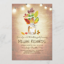 Höst löv Mason Burk Rustic Födelsedagsfest Inbjudningar