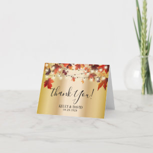 Höst löv Modern Guld Fall Wedding Tack Kort