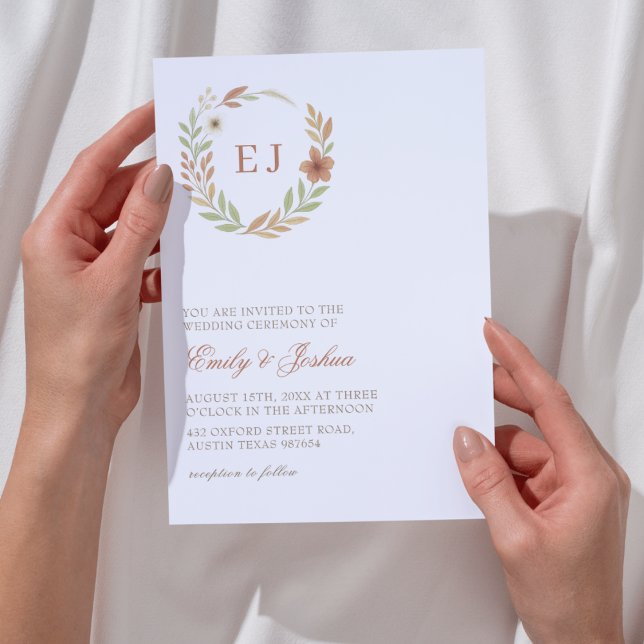 Höst löv Monogram Bröllop Inbjudningar (Skapare uppladdad)