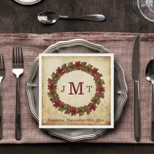 Höst löv Monogram Thanksgiving Middag Pappersservett
