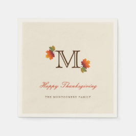 Höst löv Monogram Thanksgiving - Papper middag Pappersservett