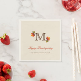 Höst löv Monogram Thanksgiving - Papper middag Pappersservett