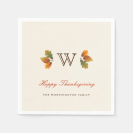 Höst löv Monogram Thanksgiving Party Papper Pappersservett