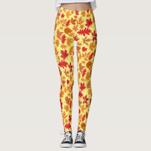 Höst löv mönster 02 L Gult BG Leggings