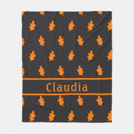 Höst löv Mönster Black Fleecefilt