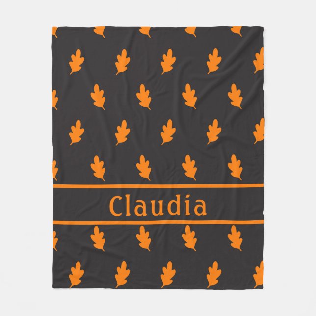 Höst löv Mönster Black Fleecefilt (Framsidan)