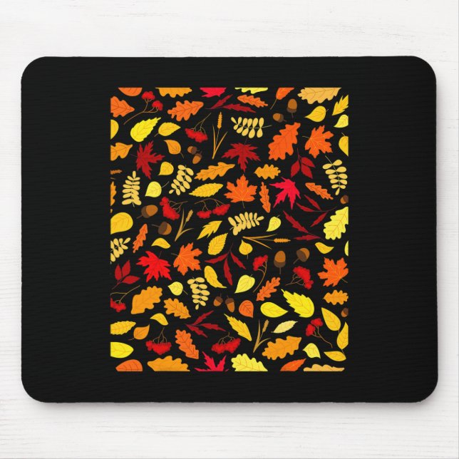 Höst löv Mönster Fall Design Acorns Wheat Musmatta (Framsidan)