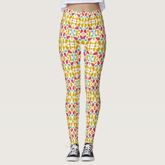 Höst löv Mönster, Höst löv Mönster Leggings (Framsida)