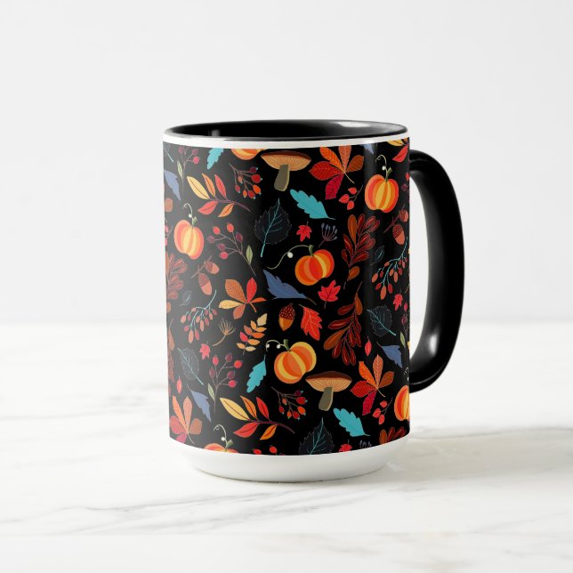 Höst löv Mönster Kaffe Mugg - Anpassningsbar Färg (Framsida höger)