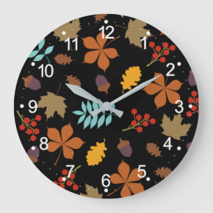 Höst löv Mönster Large Clock-55694 Stor Klocka