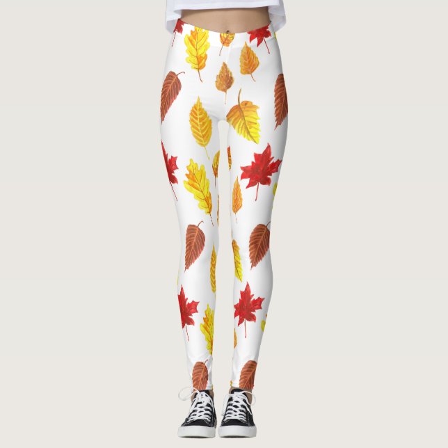 Höst löv mönster leggings (Framsida)
