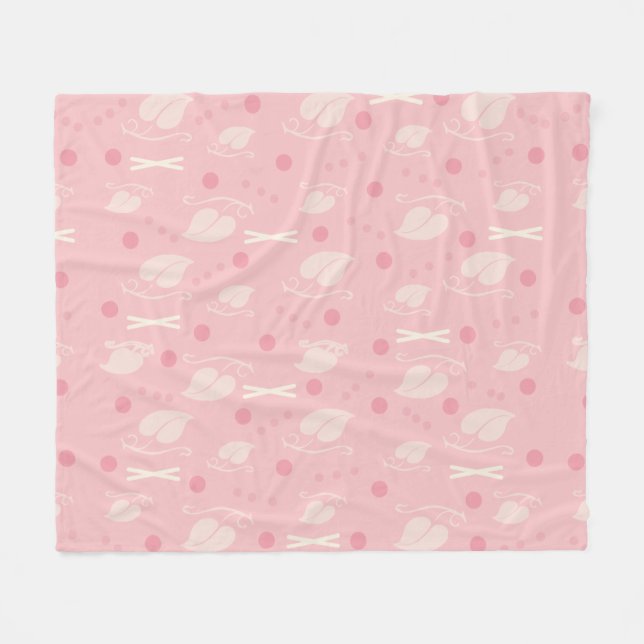 Höst löv Mönster Rosa Vanilla Fleecefilt (Framsidan (Horisontell))