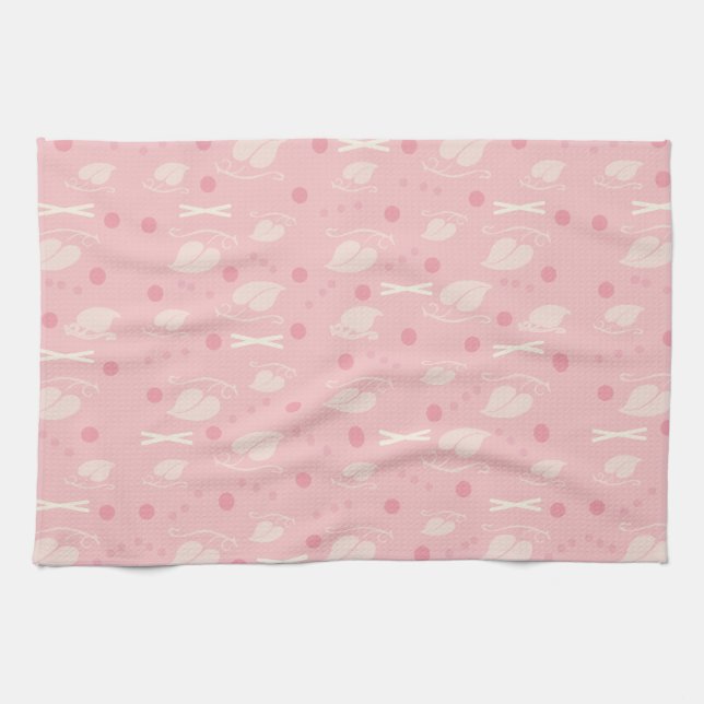 Höst löv Mönster Rosa Vanilla Kökshandduk (Horisontell)
