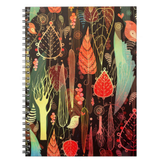 Höst löv: mörk sömlös mönster. anteckningsbok