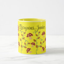 Höst löv Mushroom Mugg med redigerbar namn