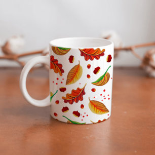 Höst löv Nöt Kestnötter Mönster Elegant Fall Kaffemugg