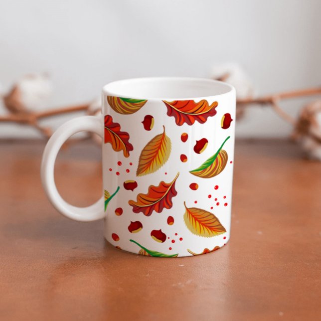 Höst löv Nöt Kestnötter Mönster Elegant Fall Kaffemugg (Skapare uppladdad)