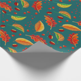 Höst löv Nöt Kestnötter Mönster Elegant Fall Presentpapper