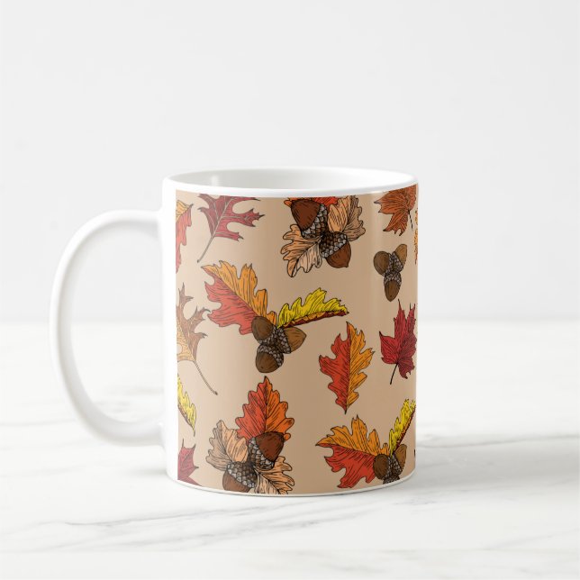 Höst löv och Acorn Mönster Kaffemugg (Vänster)