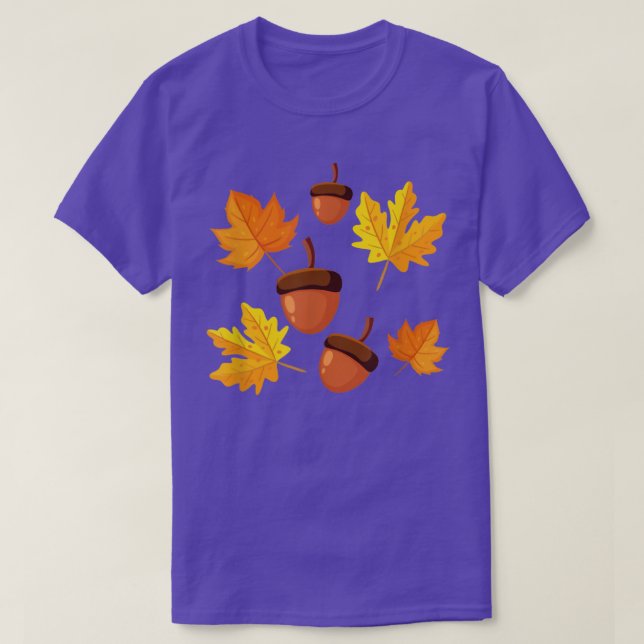 Höst löv och Acorns Fall for Women Thanksgivi T Shirt (Design framsida)