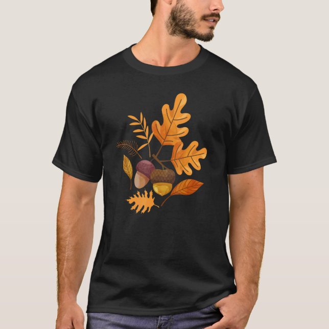 Höst löv och akrosor för kvinnor Thanksgivi T Shirt (Framsida)