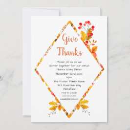 Höst löv och Berries Tack Ge middag Inbjudningar