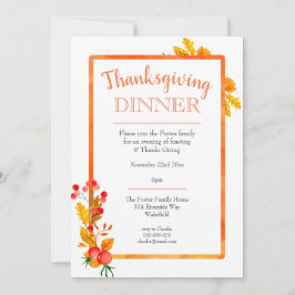 Höst löv och Berries Thanksgiving Middag Inbjudningar